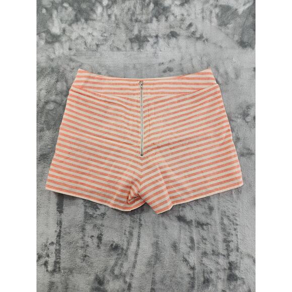 Bo Bel Striped High Waist Shorts Size L Peach Cream Exposed Back Zipper Cotton - Picture 2 of 10